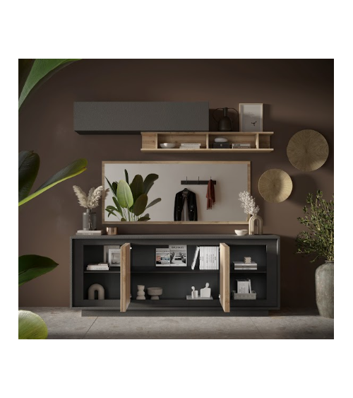 Buffet SKY 4 portes – Finition Mercure / Anthracite